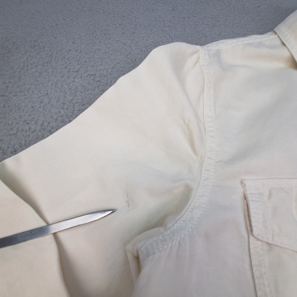 Loft Shirt Jacket Womens Medium Cream Cotton Linen Utility Shacket 559696 - Picture 5 of 7